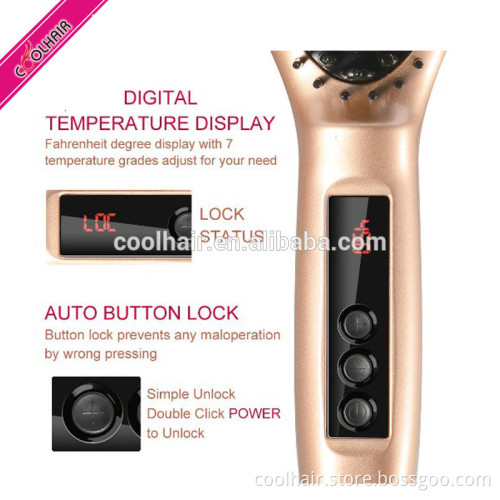 Champaign gold hair straightener brushes electric heat fast MCH